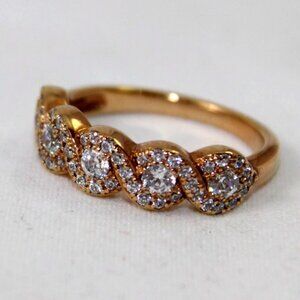 Sterling Silver Rose Gold Plated & Cubic Zirconia Fashion Ring - Size 8